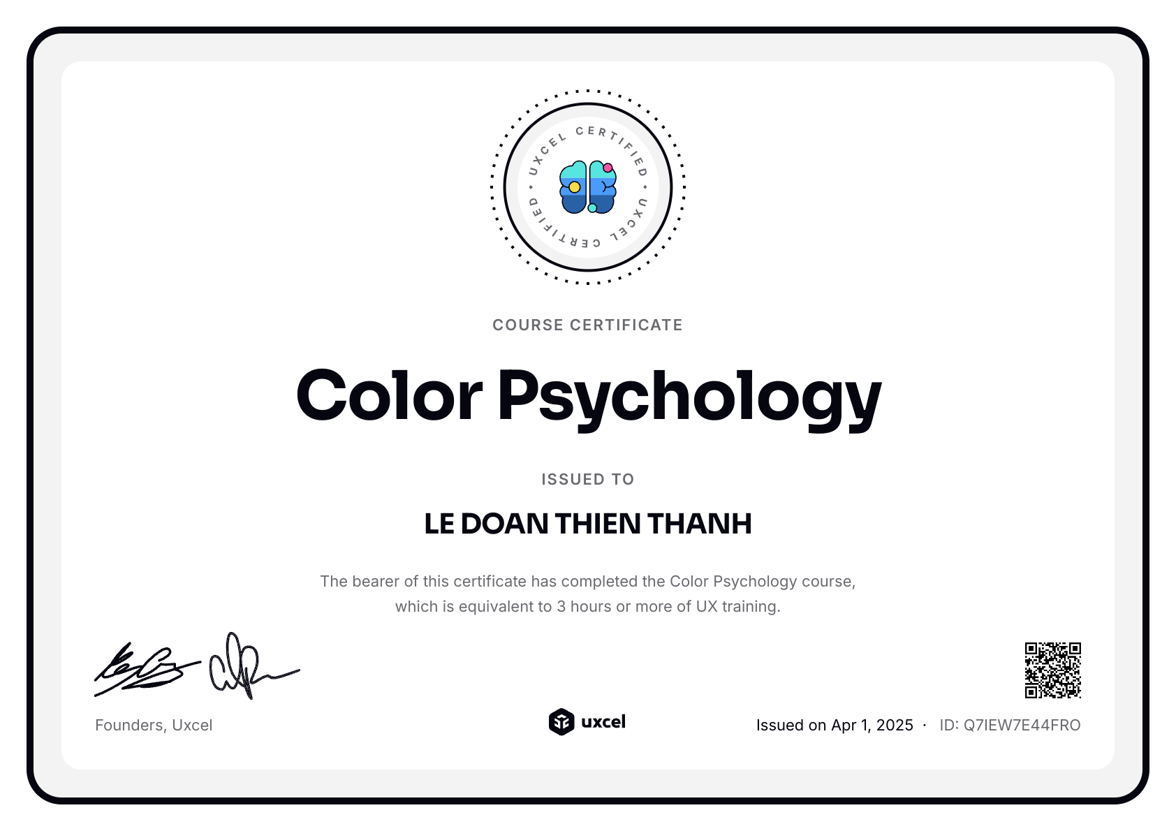 LE DOAN THIEN THANH's certificate